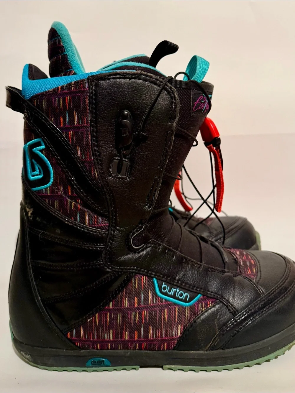 Women's Burton Boutique Snowboard Boots 2011 Size 10 Black Blue Boa Cables